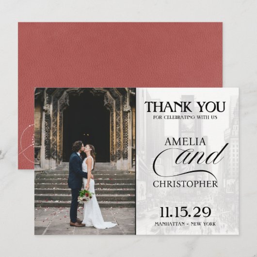 Lichte Bourgogne New York City Passport Bedankkaart (Voorkant / Achterkant)