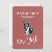 Lichte Bourgogne New York City Passport bruiloft Kaart (Achterkant)