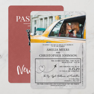 Lichte Bourgogne New York City Passport bruiloft Kaart