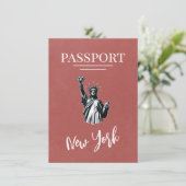 Lichte Bourgogne New York City Passport Save The Date (Staand voorkant)