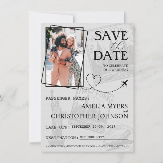 Lichte Bourgogne New York City Passport Save The Date (Achterkant)