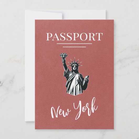 Lichte Bourgogne New York City Passport Save The Date (Voorkant)
