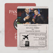 Lichte Bourgogne Reno Passport bruiloft uitnodigin Kaart (Voorkant / Achterkant)