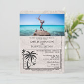 Lichte Bourgondische Bahamas Passport bruiloft Kaart (Staand voorkant)