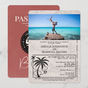 Lichte Bourgondische Bahamas Passport bruiloft Kaart