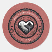Lichte Bourgondische California Passport Ronde Sticker (Voorkant)