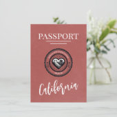 Lichte Bourgondische California Passport Save The Date (Staand voorkant)