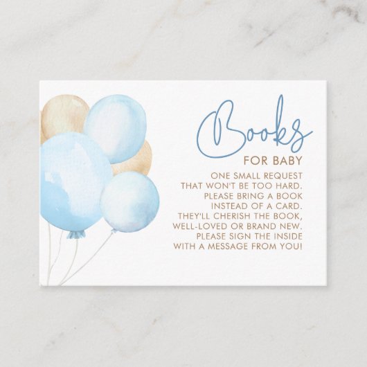 Lichte bruine en blauwe ballonnen Baby showers boe Informatiekaartje (Voorkant)