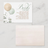Lichte bruine en Sage-ballonnen Baby showers boeke Informatiekaartje (Voorkant / Achterkant)