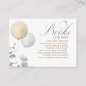 Lichte bruine en Sage-ballonnen Baby showers boeke Informatiekaartje (Voorkant)