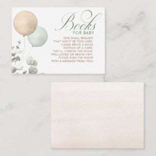 Lichte bruine en Sage-ballonnen Baby showers boeke Informatiekaartje