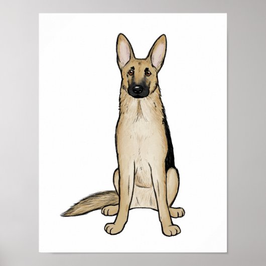 Lichte bruine en zwarte Duitse herder hond | Pet A Poster (Voorkant)