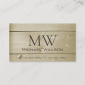 Lichte bruine houten planken Houtkorrels Initialen Visitekaartje (Voorkant)