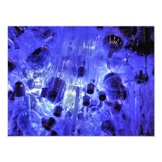 LICHTE BULBS IN BLAUW FOTO AFDRUK (Voorkant)