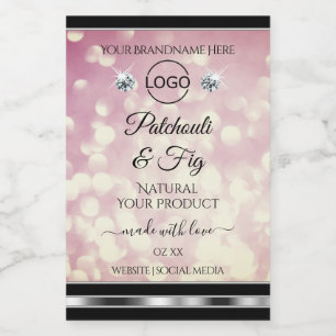 Lichte Burgundy Glitter Productlabel Diamanten Log Voedselcontainer Etiket