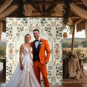 Lichte Buttercream Bloemen Huwelijk Achtergrond Wandkleed