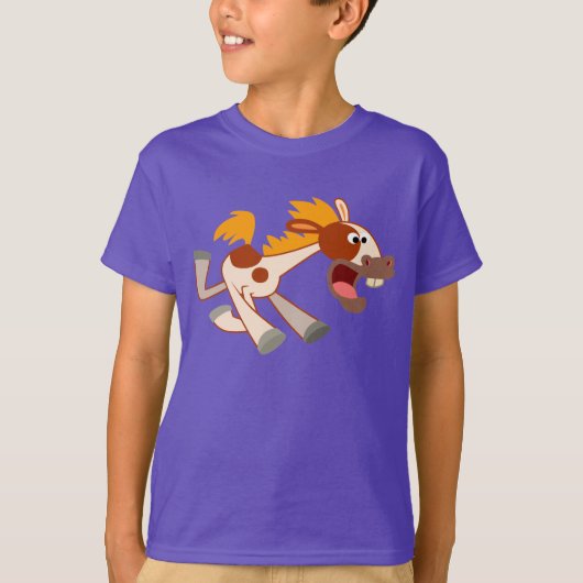 Lichte Cartoon Pinto Horse Children T-Shirt (Voorkant)