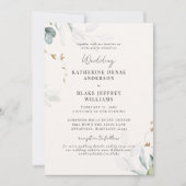 Lichte Champagne Botanische Website Trouwen Samen Kaart (Voorkant)