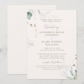 Lichte Champagne Botanische Website Wedding III Kaart (Voorkant / Achterkant)