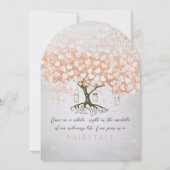 Lichte Coral Heart Leaf Tree Wedding Kaart (Achterkant)
