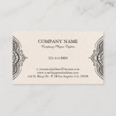 Lichte Cream-linnen textuur met zwarte manada Visitekaartje (Achterkant)