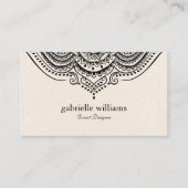 Lichte Cream-linnen textuur met zwarte manada Visitekaartje (Voorkant)