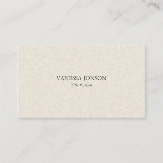 Lichte crème linnen textuur visitekaartje (Voorkant)