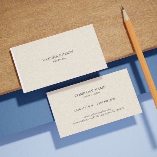 Lichte crème linnen textuur visitekaartje