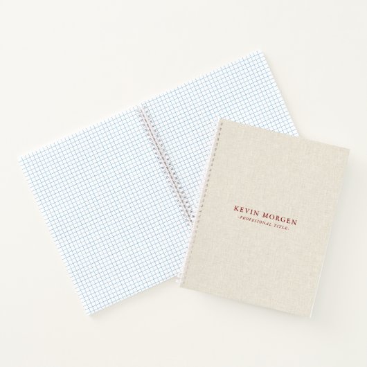 Lichte crèmekleurige linnen textuur bruine typogra notitieboek (Binnen)