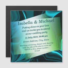 Lichte cyaan en donkere curven op donkere achtergr magnetische uitnodiging