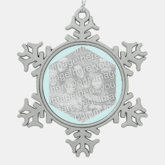 Lichte Cyaan Hexagon Photo Border Tin Sneeuwvlok Ornament