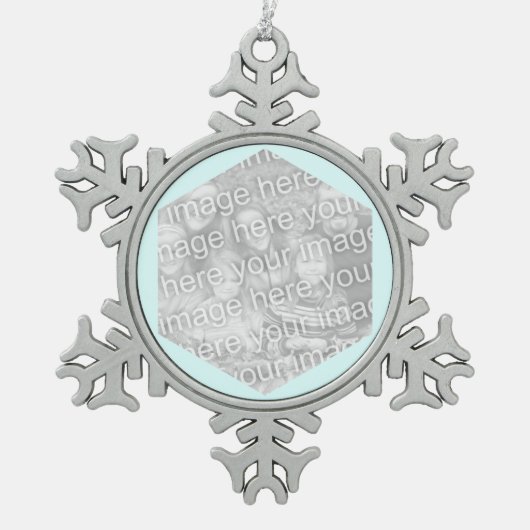Lichte Cyaan Hexagon Photo Border Tin Sneeuwvlok Ornament (Voorkant)