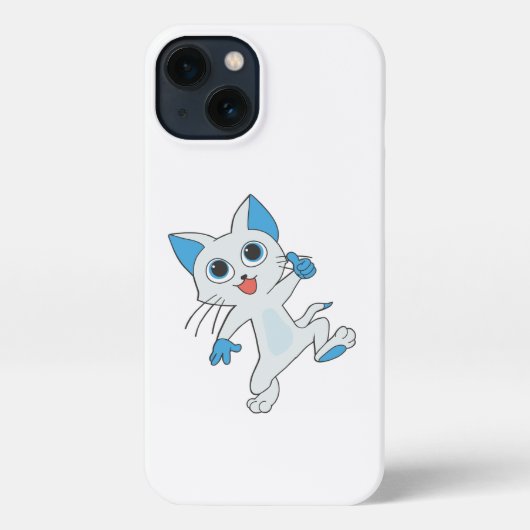 LICHTE CYAANSE KITTEN MET BLAUWE JONGEN, EARS iPhone HOESJE (Achterkant)