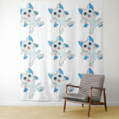 LICHTE CYAANSE KITTEN MET BLAUWE JONGEN, EARS WANDKLEED (In situ)