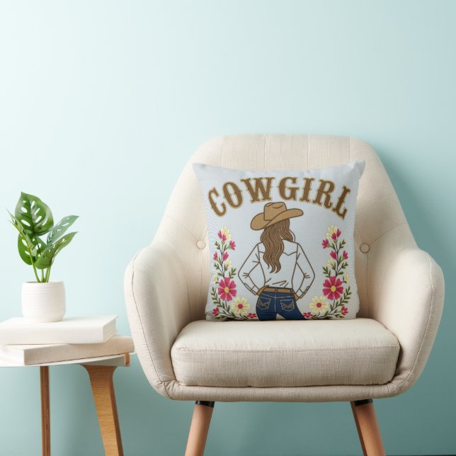 Lichte Denim Cowgirl Kussen (Stoel)