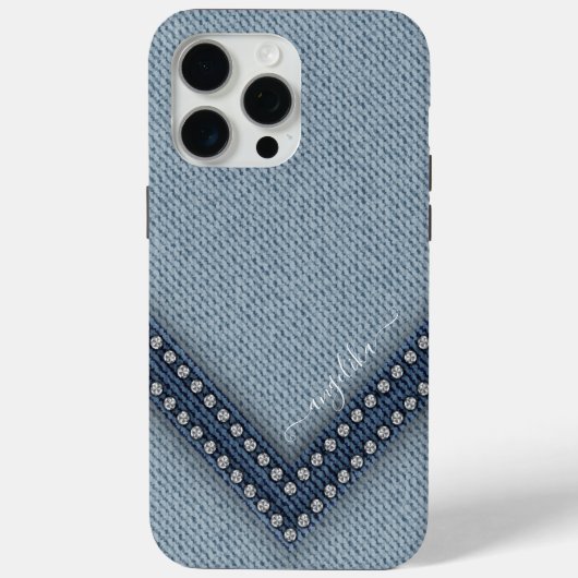 Lichte denim met rhinestones Case-Mate iPhone case (Achterkant)