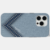 Lichte denim met rhinestones Case-Mate iPhone case (Achterkant (horizontaal))