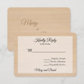 Lichte dennenhout bruiloft RSVP Kaart (Voorkant / Achterkant)