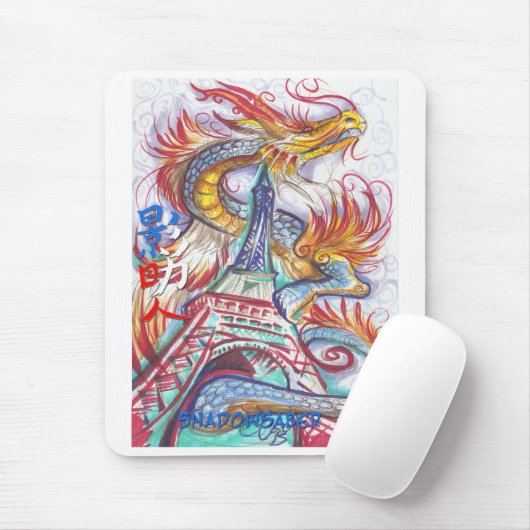 Lichte Eiffel Tower Dragon en Hope Muismat (Met muis)