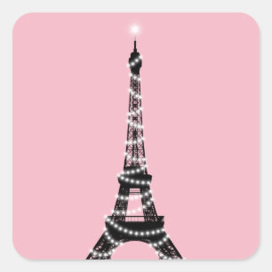 Lichte Eiffeltoren Sticker - roze