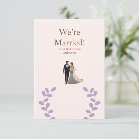 Lichte en comfortabele huwelijksuitnodiging, gedru kaart (Staand voorkant)