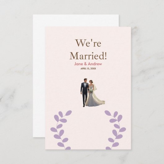 Lichte en comfortabele huwelijksuitnodiging, gedru kaart (Voorkant / Achterkant)