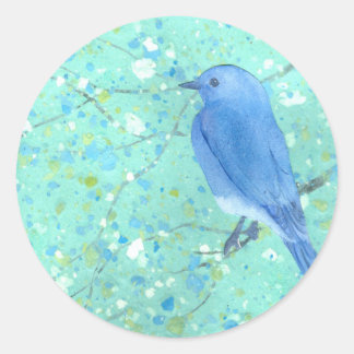 Lichte en delicate blauwvogel ronde sticker