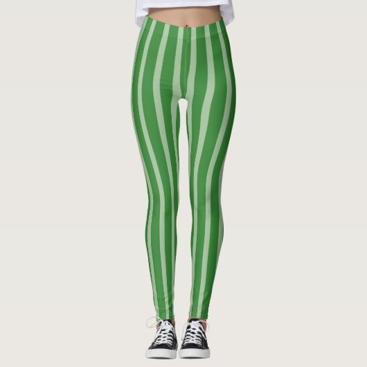Lichte en donkergroene strepen leggings (Voorkant)