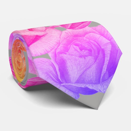 Lichte en gedurfde rozen en rozen toppen Bloemen Stropdas (Opgerold)