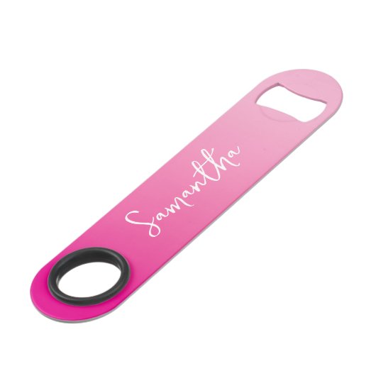 Lichte en hete roze ombre scriptnaam speed flessenopener (Voorkant Gekanteld)