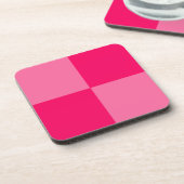 Lichte en Hot Pink Checker Patroon Ontwerp Bier Onderzetter (Linkerzijde)