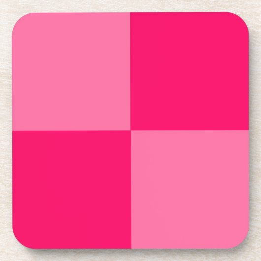 Lichte en Hot Pink Checker Patroon Ontwerp Bier Onderzetter (Voorkant)