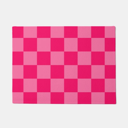 Lichte en Hot Pink Checker Patroon Ontwerp Deurmat (Voorkant)