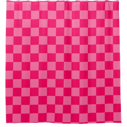 Lichte en Hot Pink Checker Patroon Ontwerp Douchegordijn (Voorkant)